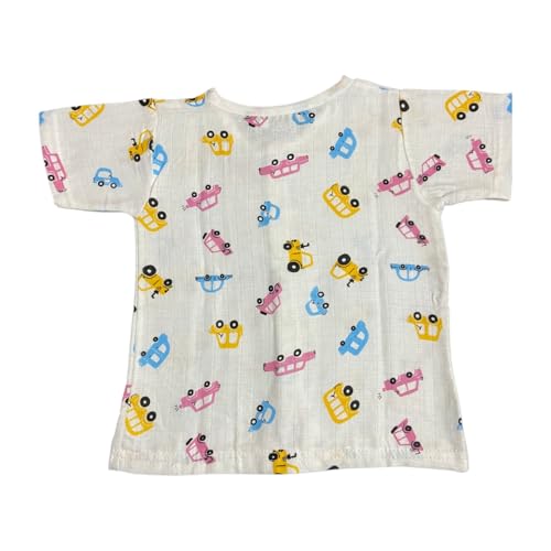 Image of Fabrify Organic Muslin Cotton Baby Top and Bottom Set, Sleepsuit Night Dress, Infant Toddler Clothing