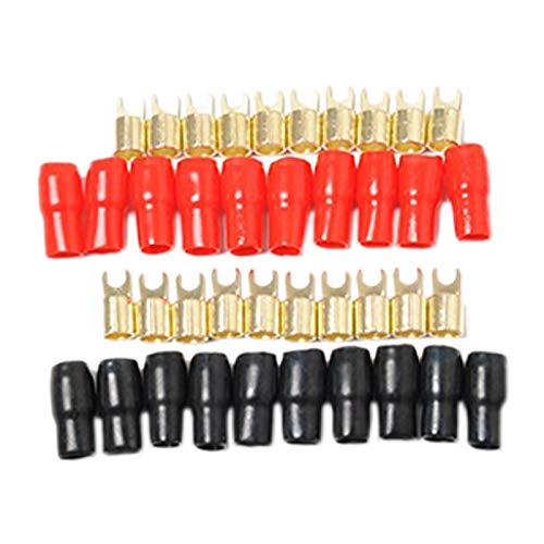 ISTOVO Terminal Spade Fork Adapter Connector Plug Crimp Barrier Spades Speaker Wire Terminal Plug-4GA