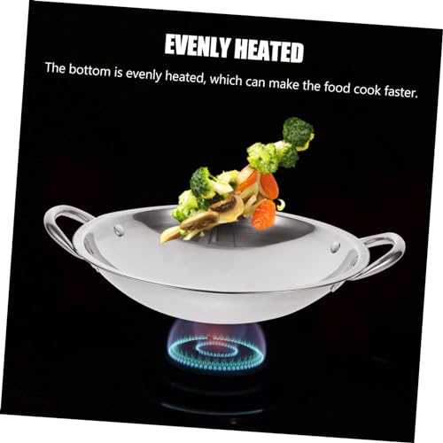 Wok de acero inoxidable con fondo redondo para cocina miniatura 2