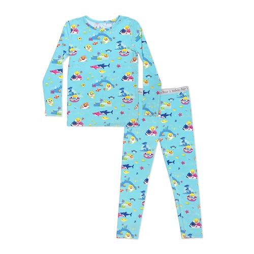 Bellabu Bear Baby Shark Two-Piece Pajama Set for Boys & Girls Matching Family Pajamas Rayon from Bamboo 18-24 Months (Baby Shark 18-24 Months)