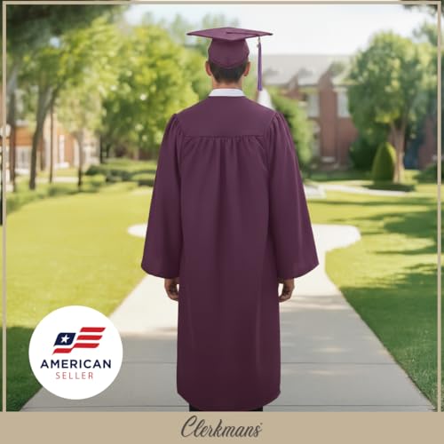 Image of CLERKMANS Unisex Adult Matte Graduation Gown, Choir Robe