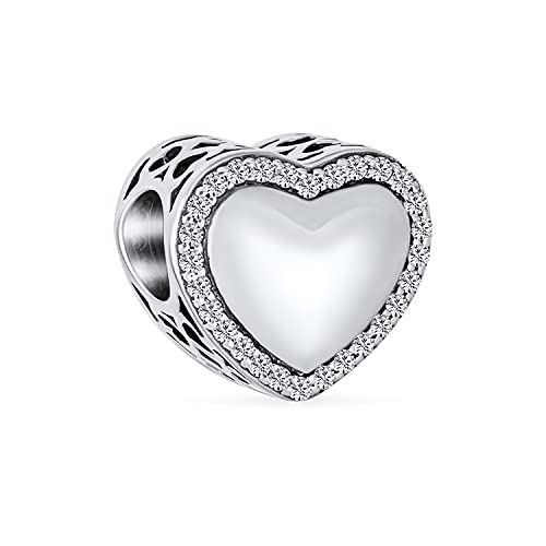Charm bead de amor corazón personalizable como regalo de San Valentín con inicial de plata