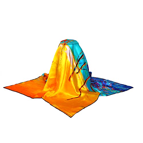 HeyToo Women 100% Large Silk Square Scarf Luxury Art Collection Painting Neck Hair Headscarf