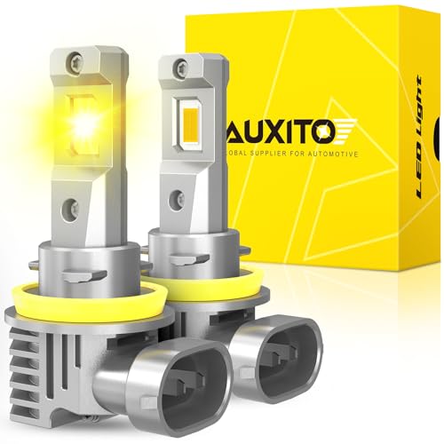 Image of AUXITO H11 /H8 /H16 LED Fog Light Bulbs or DRL, 3000K Amber Yellow Light, 600% Super Brightness, Fanless Mini Size Fog Lights Replacement for Cars, Play and Plug (Pack of 2)