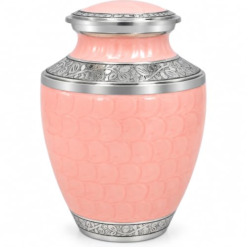 ALPHA Living HOME Pink Silver Cremation Urn for Human Ashes Adult Women Men