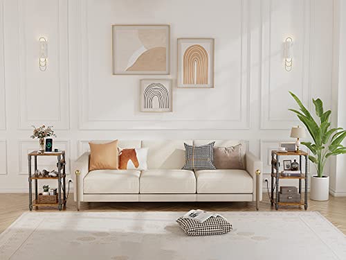 Superjare 3 Tier End Table With Charging Station & Adjustable Shelves, Side Table Nightstand With 2 Outlets & 2 Usb Ports, For Bedroom, Living Room, Rustic Brown, Set Of 2 #TOP7