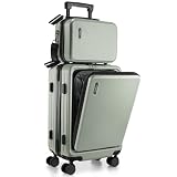 TRAVELARIM 20 Inch Carry On Luggage 22x14x9 Airline Approved, Carry On Suitcase with Wheels, Hard-shell Carry-on Luggage, Durable Luggage Carry-On, Sage Green Small Suitcase with Cosmetic Case