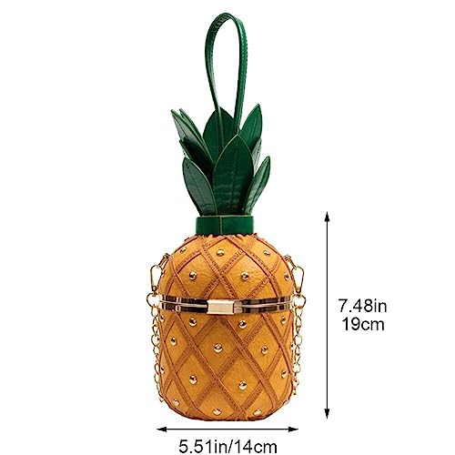 Sac à main ananas en cuir PU texturé à chaîne dorée - 6