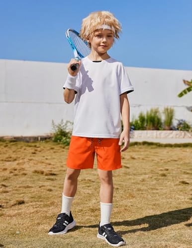 Arshiner Badehose Jungen Kinder Schnelltrocknende Sport Badeshorts mit Innenhose für Schwimmen Wassersport Orange, 9-10 Jahre