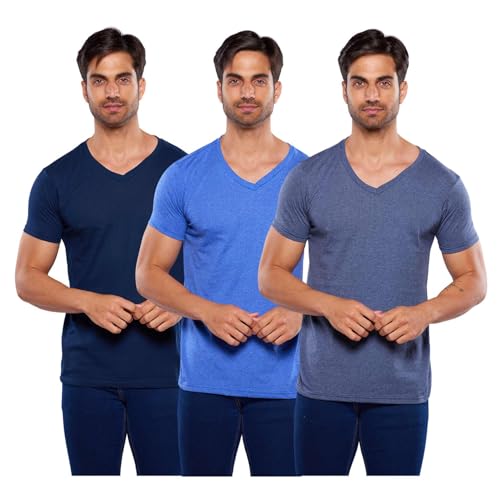 Consejos para Comprar Playera Cuello V Hombre favoritos de las personas. 47 Alfani - Paquete de 3 Playeras Cuello V para Hombre, 100% Algodon Marino/Marino Jaspe/Rey L