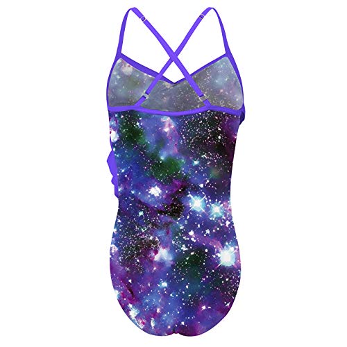 Little Girls Galaxy One Piece Swimsuit Novelty Starry Sky Print Swimwear Quick Dry Upf 50+ Bathing Suit For Summer Holiday Vacation Beach Pool 6-7 Years #TOP1