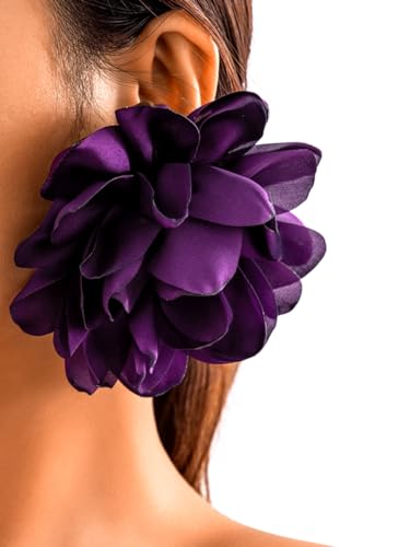 Statement Stud Earrings, Oversized 3D Flower, Lightweight Dress Up