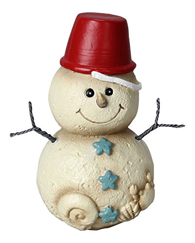 Young's Coastal Christmas Beach Sand Pail Hat on Baby Snowman 5 Inch Tabletop Figurine