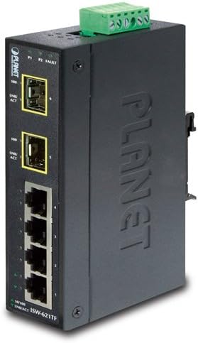 PLANET TECHNOLOGY ISW-621TF IP30 Industrial Ethernet Switch 4-Port 10/100Base-TX + 2-Port 100Base-FX SFP (SM/MM SFP) (-40~75C)