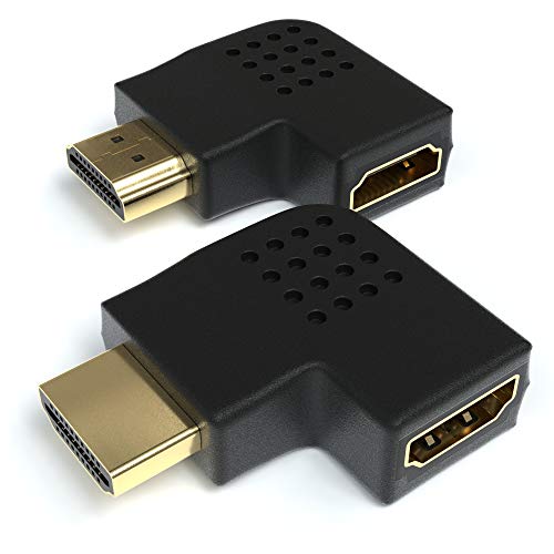 JAMEGA - 2 Stück HDMI Winkeladapter 90 Grad und 270 Grad Winkelstecker Flach von HDMI Buchse zu HDMI Stecker Konverter 1080p FullHD 4K Ultra HD Vergoldete Stecker für TV Stick, HDTV, PS4, Display usw Cover