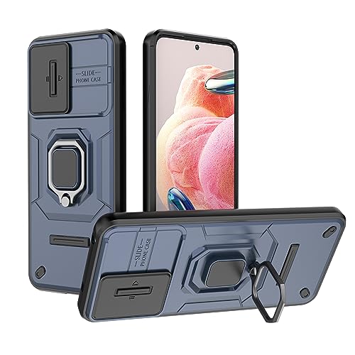 Image of CamShield Pro Case with Slide Camera Protection and 360 Protection Ring Stand Bumper Back Case Cover for Mi Redmi Note 12 / Note 12 4G (Blue)
