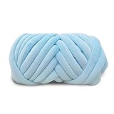Velvet Chunky Yarn Bulky Giant Arm Knitting Yar n, Super Soft Jumbo Tube Weight Y arn, Fluffy DIY Crochet Hand Making Washable Yar n for Blanket, Pet Bed, Rugs Pillow (0.55lb-Light Blue)