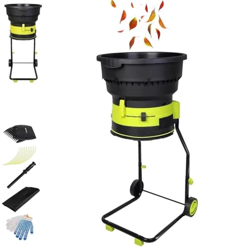 Trituradora de hojas eléctrica, trituradora portátil para jardín, trituradora de jardín de 2500 W, trituradora de hojas de 8000 rpm con ruedas y bolsa de almacenamiento, diámetro del embudo de 54 cm(M