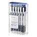 TUL BP3 Ballpoint, Retractable, Medium Point, 1.0 mm, Silver Barrel, Blue Ink, Pack of 12
