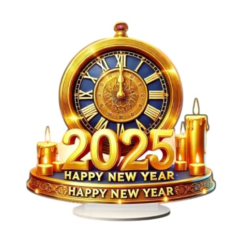 LOVIVER Figuras de Reloj Decorativas para año Nuevo 2025, Adornos para Escritorio, Regalos, Centro de Mesa, Letrero, decoración de Mesa para Festivales en el