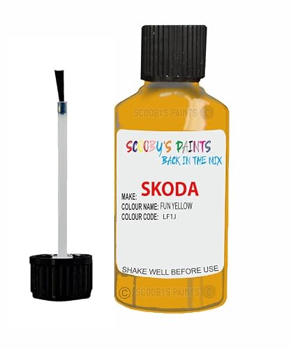Scoobys Paints Back In The Mix Fun Yellow Touch Up Paint For Skoda Felicia Lf1j 1997-2009 30Ml Bottle Brush Scratch Stone Chip Repair Pen
