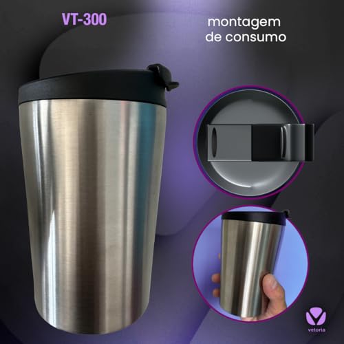 Mini Cafeteria Portátil Vetoria VT 300 com Moedor Integrado, Copo Térmico e Praticidade para Prepara