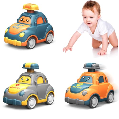 Zhuporn Voitures de Jouet, Bébé Voitures Jouets pour Garçons de 1 à 3 Ans, 3Pcs Press and Go Voiture Jouet, Éducation Précoce Push and Go Cars Jouets, Jouets Cadeaux pour Garçons et Filles
