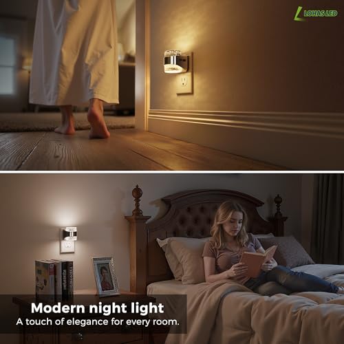 Image of L LOHAS LED 2 Pack 3CCT Night Lights Plug into Wall, 3000K /4000k /5000K Adjustable Color Temperature Night Light,Bubble Nightlight with Dusk to Dawn Sensor for Rooms Bathroom Hallway