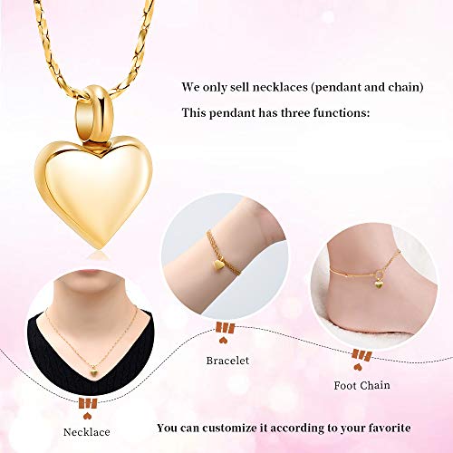 Imrsanl Small Heart Cremation Urn Necklace For Ashes Stainless Steel Memorial Ash Pendant Keepsake Jewelry (Gold) #TOP5