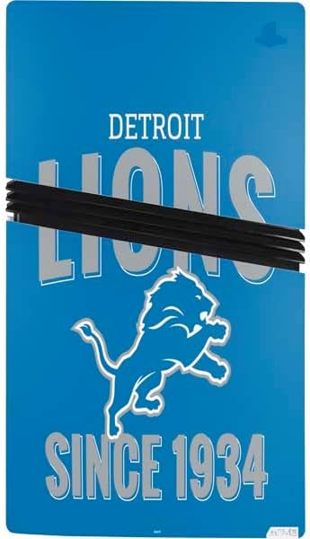 Skinit Decal Gaming Skin Compatible with PS5 Pro Bundle - Officially Licensed NFL Detroit Lions Helmet Design