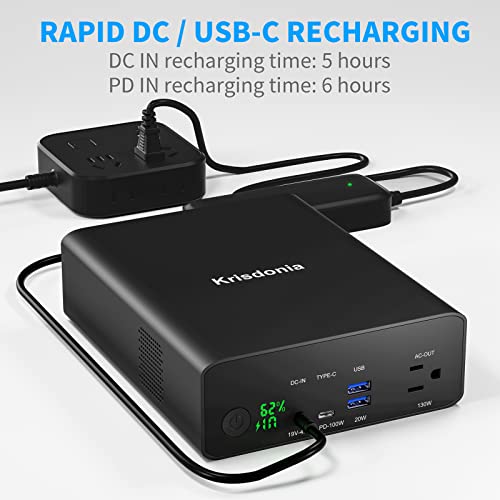 Krisdonia Power Bank With Ac Outlet, Portable Laptop Charger Battery Bank Usb C 100W Fast Charging, 80000Mah/296Wh Power Station External Battery Pack 130W/110V For Outdoor Camping Home Office #TOP3