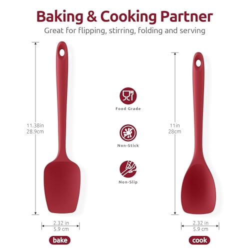 Image of U-Taste Silicone Cooking Spoons 600ºF Heat Resistant Spatula, 2Pcs, Red