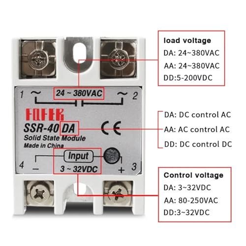 Relais statique 40A SSR 24-480VAC commande 3-32VDC monophasé