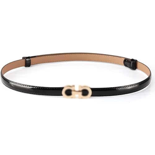 Women's Stylish Bowknot Buckle Thin Patent Leather Waist Belt For Dress