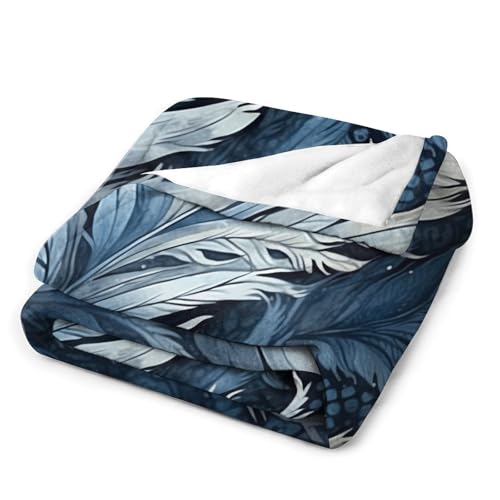 Couverture micro-polaire bleue ondulée 127x150cm flanelle douce - 7