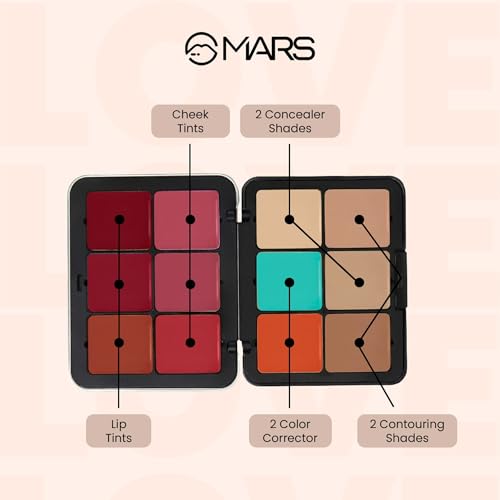 Image of MARS Cover Rangers Creamy Concealer and Corrector Palette | Include Lip & Cheek Tint | Easy to Blend & Lightweight Concealer for Face Makeup (24 gm) (04-MULTICOLOR)