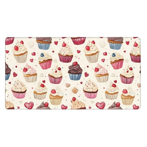 Grand tapis de souris de jeu gâteau aux fraises en caoutchouc pour PC