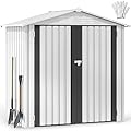 DWVO 6x4ft Metal Outdoor Storage Shed, Waterproof Tool Shed Heavy-Duty Storage Unit with Lockable Door and Vents, Ideal for Bicycles, Tools, Lawnmowers, Backyards, Patios, Lawns - White