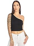  Urban Classics Ladies Cropped Asymmetric Top Camiseta Deportiva de Tirantes, Negro (Black 00007), Small para Mujer