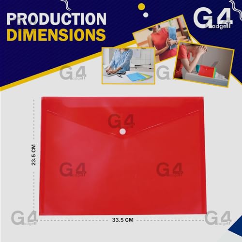 G4GADGET Pack of 5 A4 Plastic Wallets, Durable Popper Document Folders for Paperwork Office & School Filing - Image 2