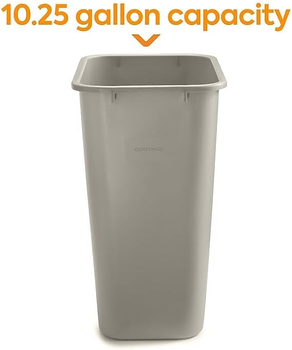 COASTWIDE Professional Plastic Trash Can, 10.25 Gallon, Beige