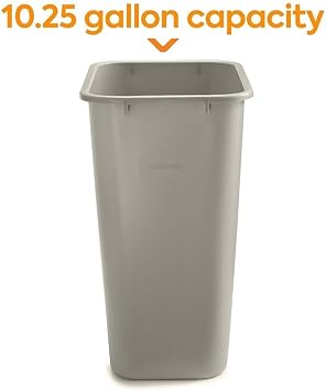 COASTWIDE Professional Plastic Trash Can, 10.25 Gallon, Beige