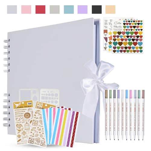 KASZOO Fotoalbum, Fotoalbum zum Selbstgestalten, DIY Fotobuch 80 Seiten, Kann als Abschluss Geschenk, Geburtstagsgeschenk, Hochzeitstagsgeschenk, Valentinstagsgeschenk und verwendet werden, Weiß