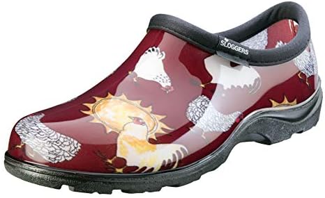 Sloggers Waterproof Garden Shoe for Women – Outdoor Slip-On Rain and Garden Clogs with Premium Comfort Support Insole, (Original Chicken Red), (Size 9)