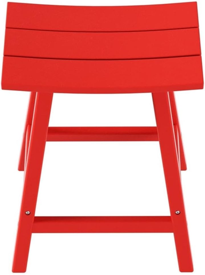 Costaelm All-Weather Bar Stools Set of 2, 24" Height Outdoor Bar Stools, Adirondack Poly Patio Bar Stool for Patio, Deck, Kitchen Counter and Garden, Red