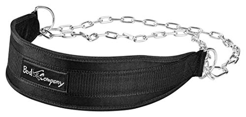 Bad Company Nylon Dip Gürtel I Gewichtsgürtel mit 140 cm Stahlkette und Karabinerhaken I Gewichtsbelastung bis zu 100 kg