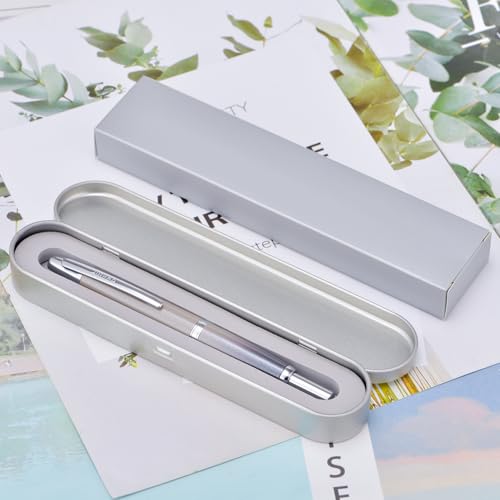 Image of Jinhao 10 Press Fountain Pen with Box, Gradient Grey Retractable Extra Fine Nib with Ink Converter Set (Silver Clip)