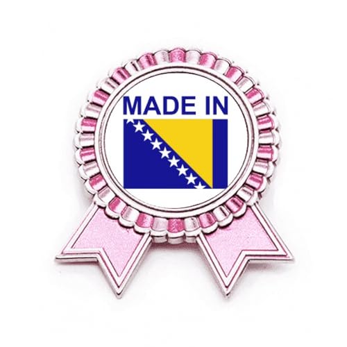 Broche rose Bosnie-Herzégovine en métal taille M pour accessoire veste