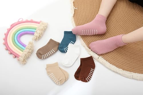 Image of JAKIDAR 12-Pair Baby Socks Non-Slip Cotton Toddler Socks Ankle Socks for Baby Toddler Kids