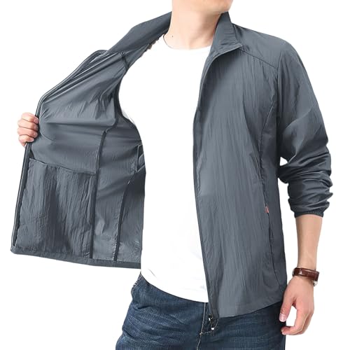 Men's Full Zip UPF 50+ Sun Shirts Stand Collar Long Sleeve SPF UV Protection Lightweight Quick Dry Zipper Up Shirts4